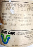 Van Air Systems F100-350-B Oil Aerosol Removal Compressed Air Filter 1/2" Drain