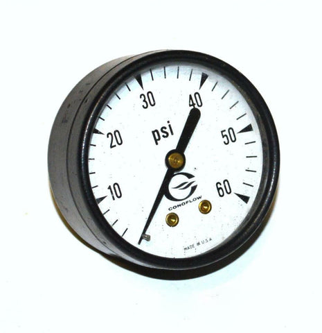 CONOFLOW 0-60 PSI PRESSURE GAUGE 1/4" NPT BACK MOUNT
