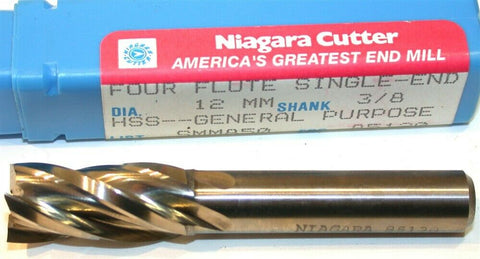 Niagara 12mm diameter 3/8" Shank 4 Flute HSS End Mill 85120 New