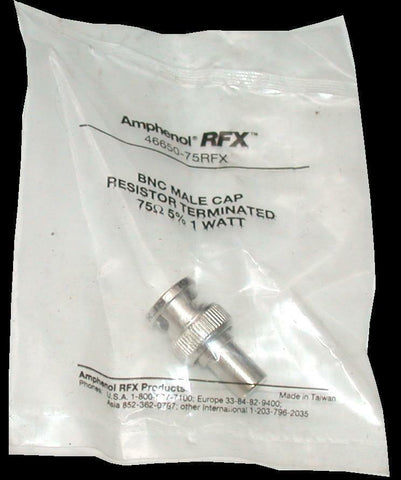 NEW AMPHENOL  46650-75RFX   BNC CONNECTOR MALE CAP RESISTOR TERMINATED
