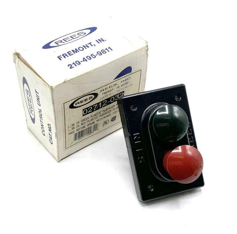 Rees 02712-032 Make Before Break Red / Green Mushroom Head Push Button Switch