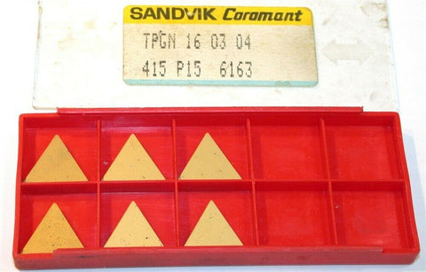 Lot of 6 Sandvik Indexable TPG 321 Turning Carbide Inserts TPGN 16 03 04 415