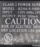 KU4A-9-500D Class 2 Power Supply AC Adapter 120V 60HZ 9-24VDC