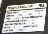 Reliance Electric Electro-Craft  S-3016-N-H00AA  Brushless Servo Motor 1 HP