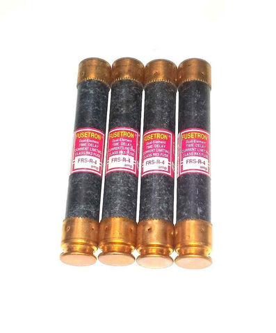 Lot of 4 New Fusetron Bussman  FRS-R-4  Time Delay Fuses 4 Amp 600 VAC