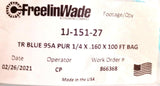 FreelinWade 1J-151-27 Transparent Blue 95A Polyurethane Tubing 1/4" - 100 Ft.