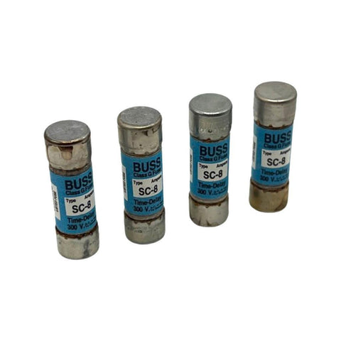 Lot of (4) Bussman SC8 Current Limiting 8-Amp Fuse 300V