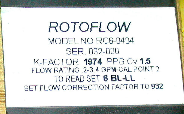NEW ROTOFLOW LOW FLOW TURBINE 1/4 NPT MODEL RC6-0404