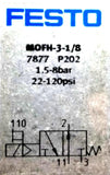 Festo MOFH-3-1/8 Solenoid Valve 1.5-8bar 22-120psi 7877-P202