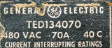 General Electric TED134070 3 Pole Circuit Breaker 70A 480VAC