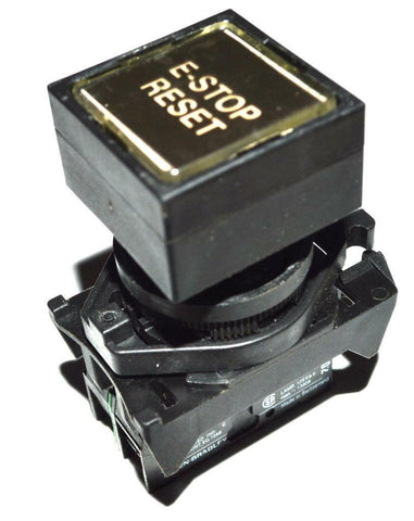 ALLEN BRADLEY 800E-3D0 BLACK MOMENTARY E-STOP RESET PUSH BUTTON 250 VAC MAX.