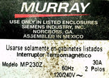 Murray MP230 2 Pole Circuit Breaker 30A 120/240VAC 60HZ 1 Phase Plug-In