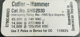Cutler-Hammer GHB2030 2 Pole Circuit Breaker 30A 277/480VAC 1 PH Bolt-On Mount