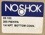 NoShok 25.100.200 Pressure Gauge 200 PSI 1/4" NPT Bottom Mount