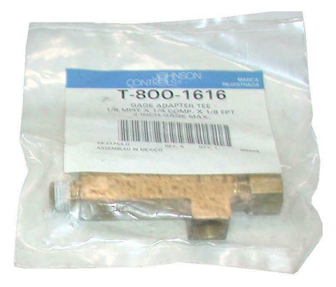 New Johnson Controls  T-800-1616  Brass Gage Adapter Tee Fitting 1/8 NPT