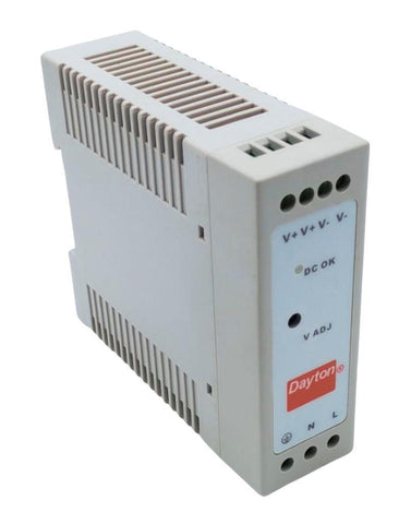 Dayton 33NT20 DIN Rail DC Power Supply 100/240VAC 1.65A 47-63HZ 50W Max 24VDC