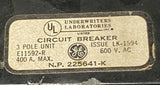 GE General Electric E11592-R Circuit Breaker 400 AMP 600V 3 Pole