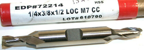 Brubaker 1/4" Diameter 3/8" Shank 2 Flute HSS Double End Mill 72214 New