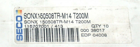 Lot of 7 New Seco Indexable Coated Carbide Milling Insert SONX150508TR-M14 T200M