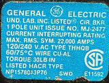 General Electric THHQB120 1-Pole Circuit Breaker 20A 120/240VAC
