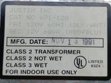 Justin Inc. 601-12A Class 2 Transformer 120V Primary 12V Sec 60 HZ 60VA