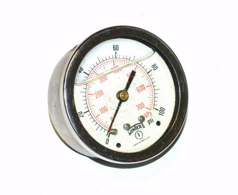 WINTERS 1953 0-100 PSI GLYCERINE FILLED PRESSURE GAUGE 1/4" NPT BACK MOUNT