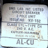 Cutler-Hammer CH360 3-Pole Circuit Breaker 60A 240VAC 3 Phase Plug-In Mount