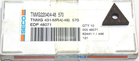 Lot of 10 New SECO 5591437 Carbide Turning Inserts TNMG431-MR4-48 570