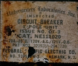 Federal Pacific Electric NE111020 1 Pole Circuit Breaker 20A 120VAC 125VDC