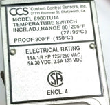 CCS 6900TU14 Temperature Switch 80-205 F 300 F Proof 125/250 VAC 30 VDC