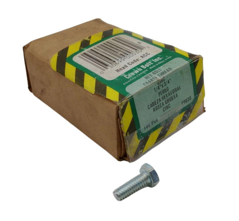 Crown Bolt 00030 Hex Bolt 1/4" x 3/4" Coarse Thread Zinc - Box of (100)