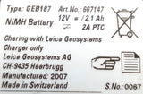 Leica Geosystems GEB187 Genuine NiMH Rechargeable Battery 12V 2A