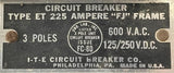 ITE FJ3-B150 3-Pole Circuit Breaker 150A 600VAC 3 Phase Bolt-On Mount