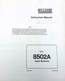 Fluke 8502A Digital Multimeter Instruction Manual
