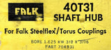 Falk 40T31 Steelflex Flexible Coupling Shaft Hub 1.625" Bore 3/8" x 3/16"