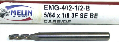 Up to 3 New Melin 5/64" Diameter 1/8" Shank Carbide Ball End Mill EMG-402-1/2-B