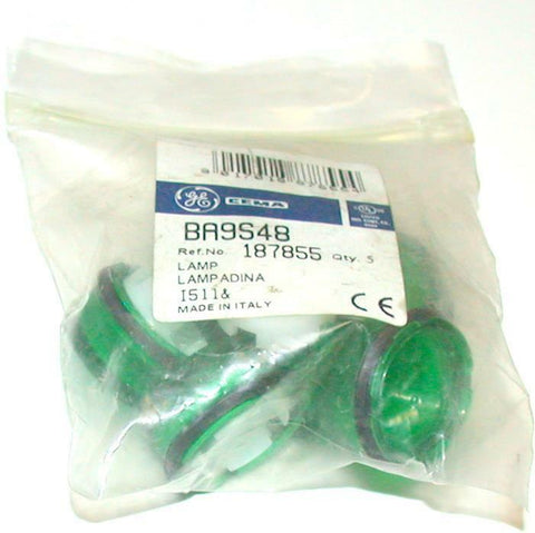 NEW TELEMECANIQUE BA9S48  PACK OF 5 PANEL MOUNT GREEN  INDICATOR LIGHT LENSES