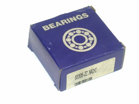 BRAND NEW IN BOX BEARINGS 26MM X 62MM X 26MM 63305 ZZ.NACHI (3 AVAIL)