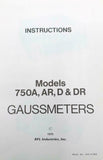 RFL Industries Models 750A, AR, D & DR Gaussmeters Instruction Manual