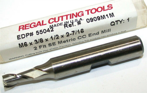 Up to 5 New Regal 6mm 2 Flute HSS End Mill 55042