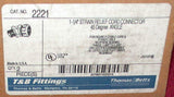 Thomas & Betts  2221 New Box of 2 Strain Relief 45 Degree Cord Connectors 1-1/4"
