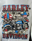 Harley Davidson Motorcycle Men's Skull Graphic Light Gray Shirt Size Large