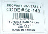 New Superex  50-143 DC TO AC Power Inverter 1500 Watt