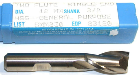 Niagara 12mm diameter 3/8" Shank 2 Flute HSS End Mill 83120 New