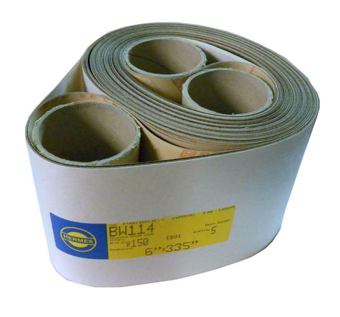 NEW HERMES ABRASIVE BW114 6" X 335" 150 GRIT PACK OF 5 SANDING BELT (3 AVAIL)