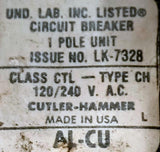 Lot of (2) Cutler-Hammer CH130 1 Pole Circuit Breaker 30A 120VAC