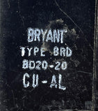 Lot of (2) Bryant BD2020 2 Pole Duplex Twin Circuit Breaker 20A 120/240VAC 1 PH