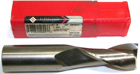 Cleveland C54557 1" Diameter 2 flute Carbide End Mill C54557 Made in USA NIB