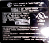 GAI-TRONICS 246-001 Handset Telephone Indoor Industrial US0C-RJ11C 32XL HAC