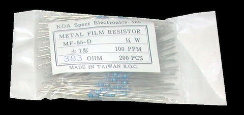 KOA SPEER ELECTRONICS MF-55-D PACK OF 200 NEW METAL FILM RESISTORS 383 OHM 1/4 W